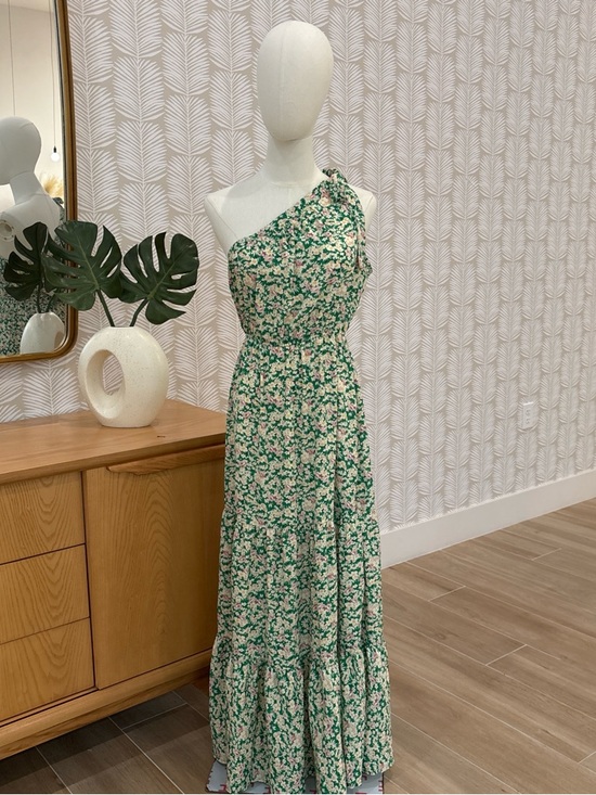 PrettyGarden Dresses & Skirts - Floral One-Shoulder Green Maxi Dress